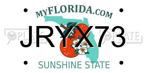 JRYX73 Florida License Plate