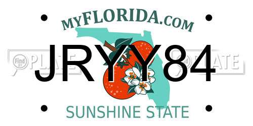JRYY84 Florida License Plate
