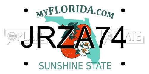 JRZA74 Florida License Plate