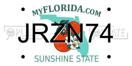 JRZN74 Florida License Plate
