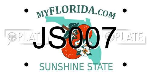 JS007 Florida License Plate