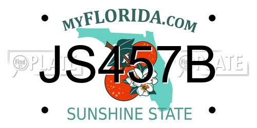 JS457B Florida License Plate