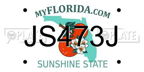 JS473J Florida License Plate
