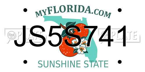 JS5S741 Florida License Plate