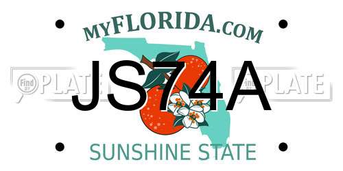 JS74A Florida License Plate