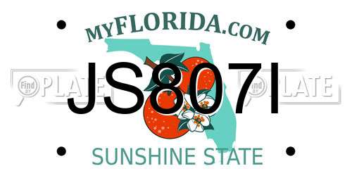 JS807I Florida License Plate