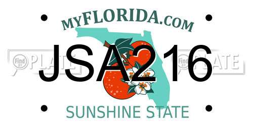 JSA216 Florida License Plate