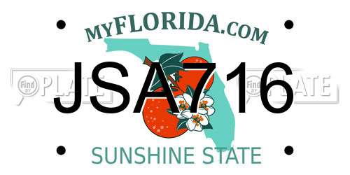 JSA716 Florida License Plate