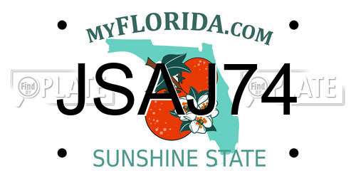 JSAJ74 Florida License Plate