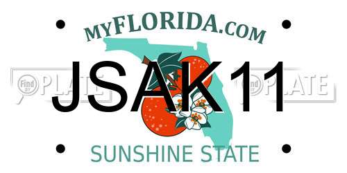 JSAK11 Florida License Plate