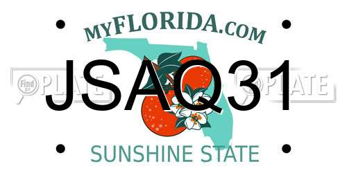 JSAQ31 Florida License Plate