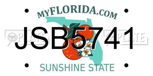 JSB5741 Florida License Plate