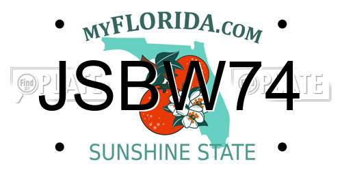 JSBW74 Florida License Plate