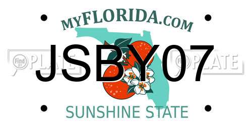 JSBY07 Florida License Plate