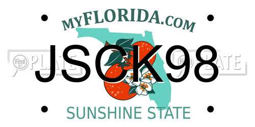 JSCK98 Florida License Plate
