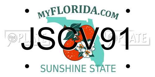 JSCV91 Florida License Plate