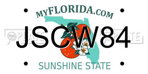 JSCW84 Florida License Plate