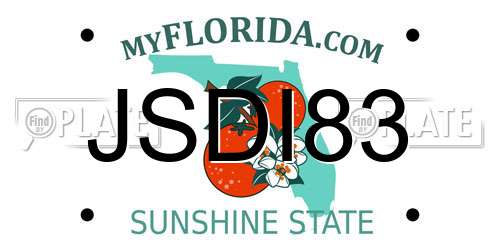 JSDI83 Florida License Plate