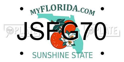 JSFG70 Florida License Plate