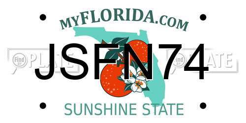 JSFN74 Florida License Plate