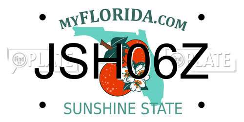 JSH06Z Florida License Plate