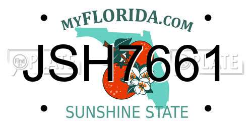 JSH7661 Florida License Plate