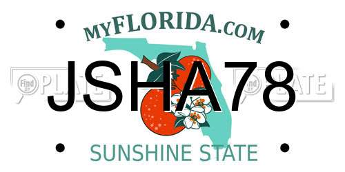 JSHA78 Florida License Plate