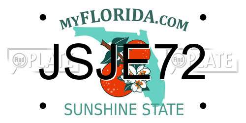 JSJE72 Florida License Plate