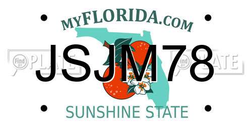 JSJM78 Florida License Plate