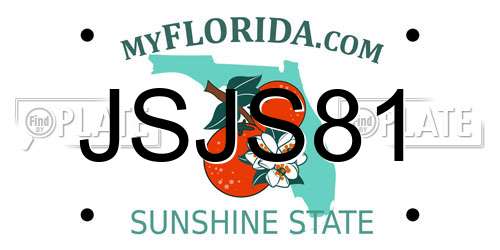 JSJS81 Florida License Plate