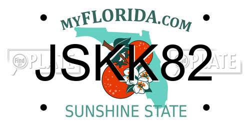 JSKK82 Florida License Plate