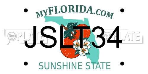 JSLT34 Florida License Plate