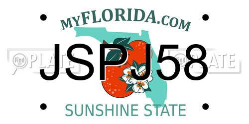 JSPJ58 Florida License Plate