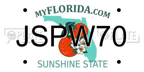 JSPW70 Florida License Plate