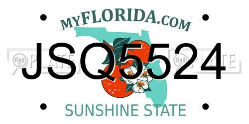 JSQ5524 Florida License Plate