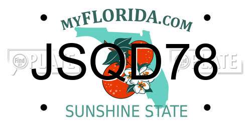 JSQD78 Florida License Plate