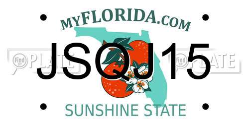 JSQJ15 Florida License Plate