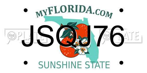 JSQJ76 Florida License Plate