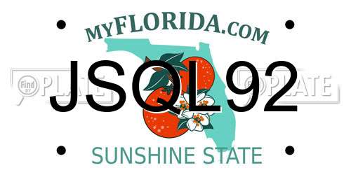 JSQL92 Florida License Plate