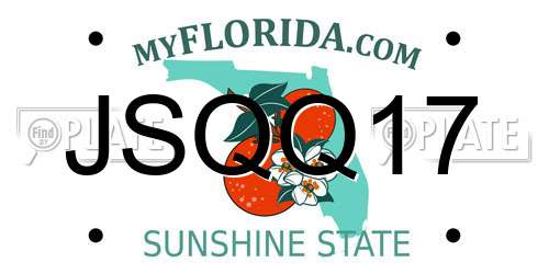 JSQQ17 Florida License Plate