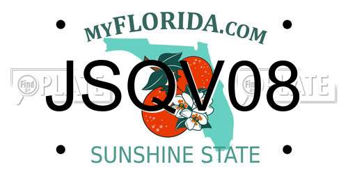 JSQV08 Florida License Plate