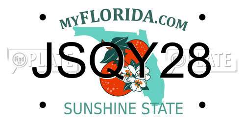 JSQY28 Florida License Plate