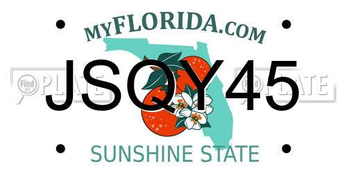 JSQY45 Florida License Plate