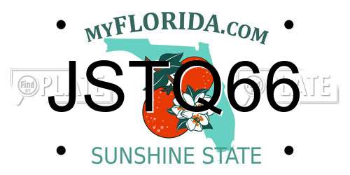 JSTQ66 Florida License Plate