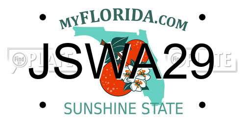 JSWA29 Florida License Plate