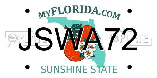 JSWA72 Florida License Plate