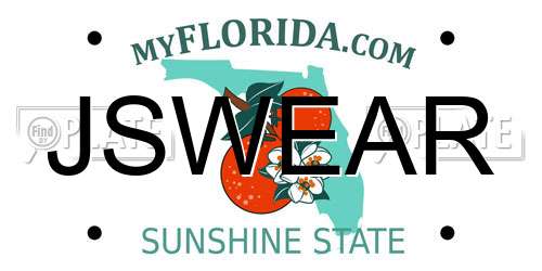 JSWEAR Florida License Plate