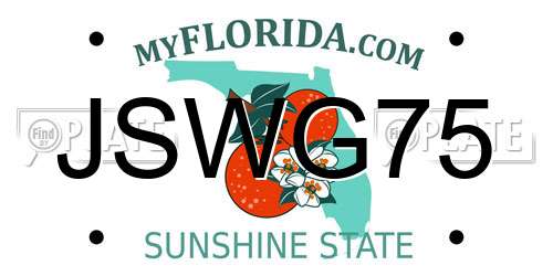 JSWG75 Florida License Plate