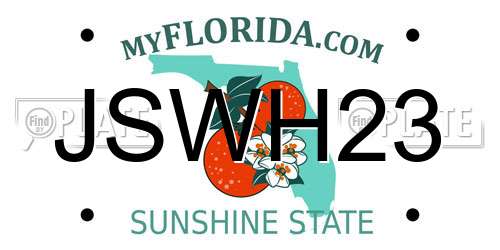 JSWH23 Florida License Plate