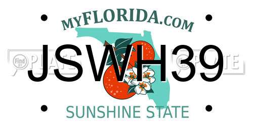 JSWH39 Florida License Plate
